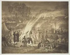 Untitled [Drawing of Arab fête improvised by the Zouaves, by Bénédict Masson], 1857. Creator: Gustave Le Gray