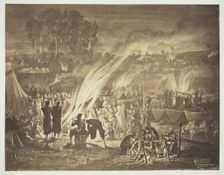 Untitled [Drawing of Arab fête improvised by the Zouaves, by Bénédict Masson], 1857. Creator: Gustave Le Gray