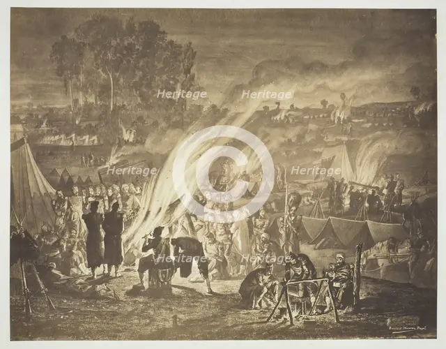 Untitled [Drawing of Arab 'fête' improvised by the Zouaves, by Bénédict Masson], 1857.  Creator: Gustave Le Gray.