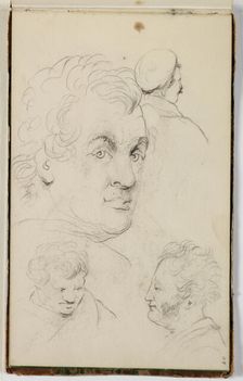 (Untitled, Four Studies of a Man's Head), between 1820 and 1848. Creator: Thomas Cole