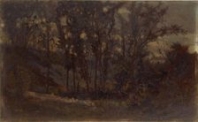 Untitled (forest scene, fallen tree in foreground and house in background), 1873. Creator: Edward Mitchell Bannister