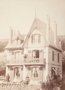 Untitled (Family Portrait-People With House), Printed 1858 circa. Creator: Hippolyte Bayard