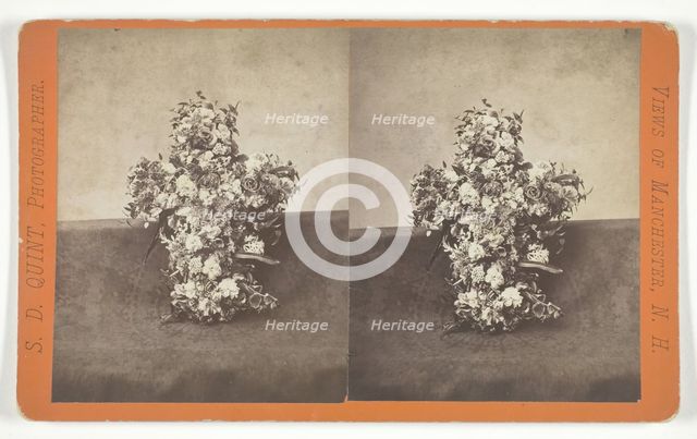 Untitled [floral tribute in the shape of a cross], mid 19th century. Creator: S.D. Quint.