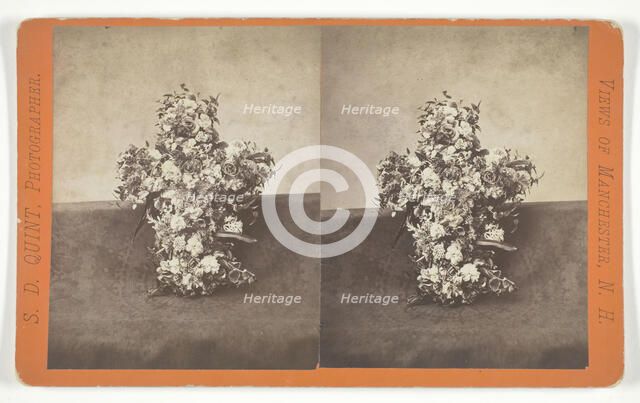 Untitled [floral tribute in the shape of a cross], mid 19th century. Creator: S.D. Quint.