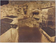 Untitled [houses by a river, possibly Italy or France], 1854. Creator: Edouard Baldus
