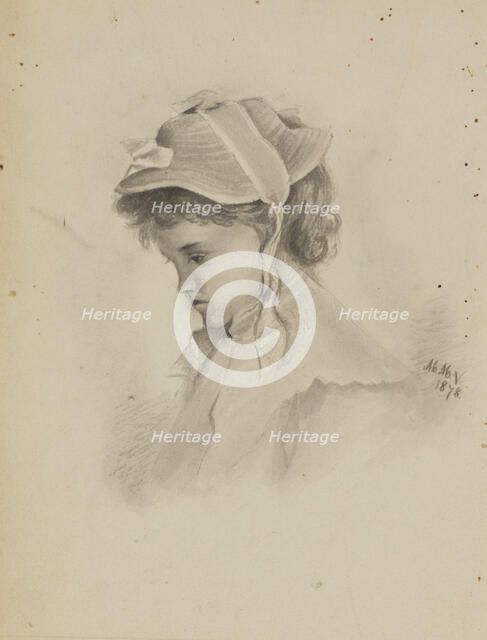 Untitled (Head of a Child Looking Down), 1878. Creator: Mary Vaux Walcott.