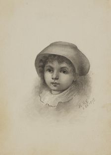 Untitled (Head of a Child with Hat), 1878. Creator: Mary Vaux Walcott