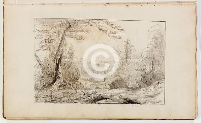 (Untitled, Indians Fording a Rapid River), 1832. Creator: Thomas Cole.