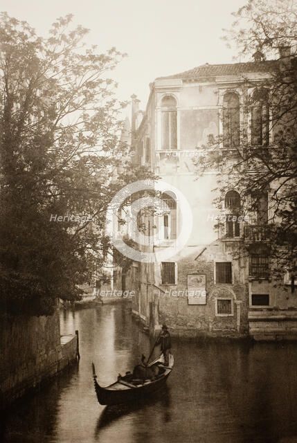Untitled (II 13), c. 1890. [Gondola on canal, Venice].  Creator: Unknown.