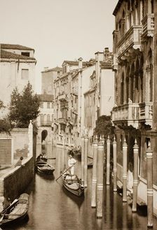 Untitled (II 41), c. 1890. [Gondola on canal, Venice]. Creator: Unknown