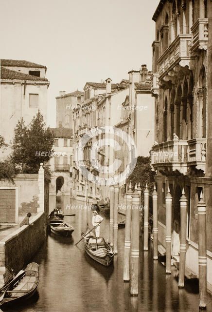 Untitled (II 41), c. 1890. [Gondola on canal, Venice].  Creator: Unknown.