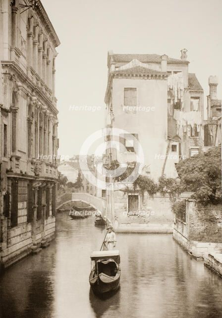 Untitled (II 8), c. 1890. [Gondola on canal, Venice].  Creator: Unknown.