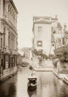 Untitled (II 8), c. 1890. [Gondola on canal, Venice]. Creator: Unknown