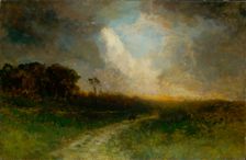 Untitled (landscape, man on horse), 1884. Creator: Edward Mitchell Bannister
