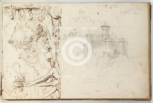 (Untitled, landscape and study of a castle), c1835. Creator: Thomas Cole.