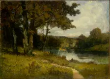 Untitled (landscape, trees near river), 1891. Creator: Edward Mitchell Bannister