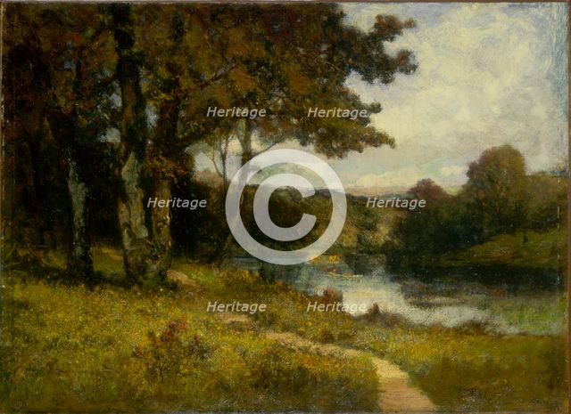 Untitled (landscape, trees near river), 1891. Creator: Edward Mitchell Bannister.