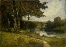 Untitled (landscape, trees near river), 1891. Creator: Edward Mitchell Bannister