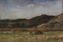 Untitled (landscape with cows grazing, hills), 1891. Creator: Edward Mitchell Bannister