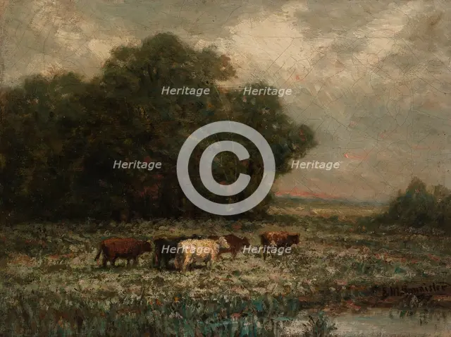 Untitled (landscape with cattle grazing), 1897. Creator: Edward Mitchell Bannister.