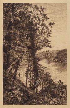 Untitled (Landscape with Fisherman), 1885. Creator: Henry Farrer