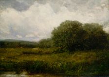 Untitled (landscape with oxen and haycart crossing bridge), n.d. Creator: Edward Mitchell Bannister