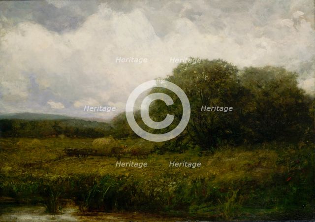 Untitled (landscape with oxen and haycart crossing bridge), n.d. Creator: Edward Mitchell Bannister.