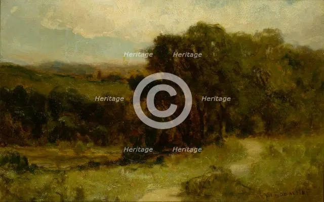 Untitled (landscape with road near stream and trees), n.d. Creator: Edward Mitchell Bannister.