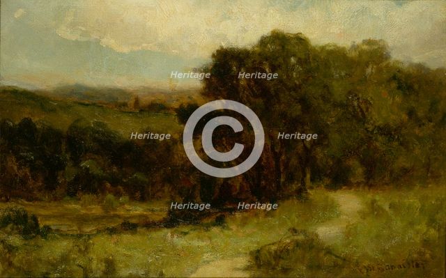 Untitled (landscape with road near stream and trees), n.d. Creator: Edward Mitchell Bannister.