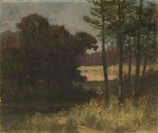 Untitled (landscape with trees and woman), 1894. Creator: Edward Mitchell Bannister