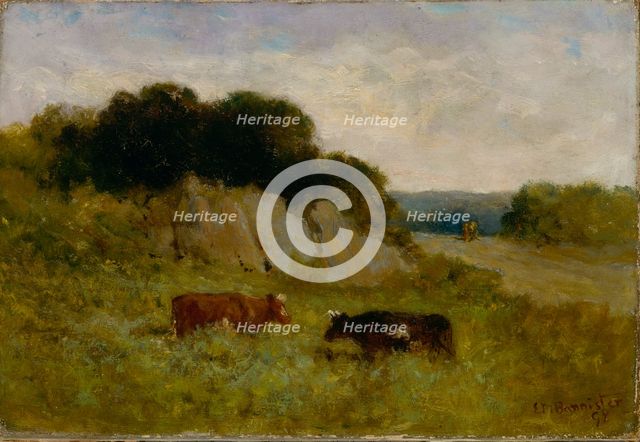 Untitled (landscape with two cows), 1898. Creator: Edward Mitchell Bannister.