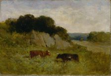 Untitled (landscape with two cows), 1898. Creator: Edward Mitchell Bannister