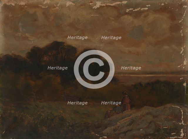 Untitled (Landscape with Two Women Reclining on Rocks). Creator: Edward Mitchell Bannister.
