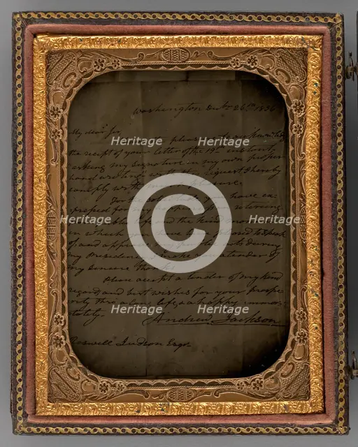 Untitled (Letter from Andrew Jackson, Washington, December 26, 1836), 1870. Creator: Unknown.