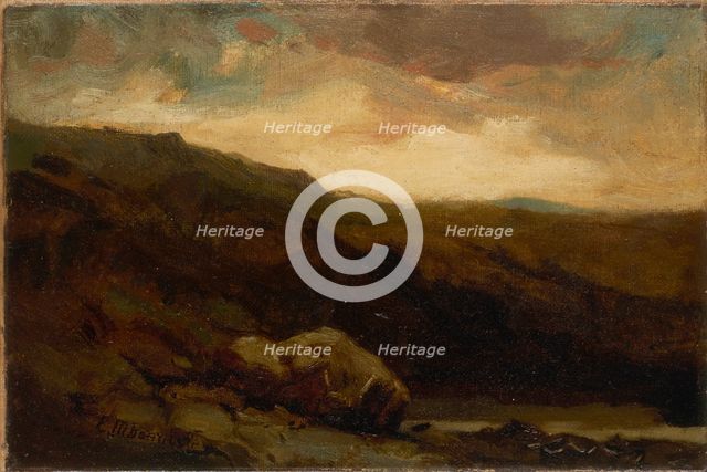 Untitled (mountainous landscape with rock and stream in foreground), n.d. Creator: Edward Mitchell Bannister.