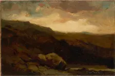Untitled (mountainous landscape with rock and stream in foreground), n.d. Creator: Edward Mitchell Bannister