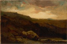 Untitled (mountainous landscape with rock and stream in foreground), n.d. Creator: Edward Mitchell Bannister