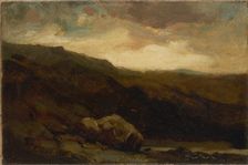 Untitled (mountainous landscape with rock and stream in foreground), n.d. Creator: Edward Mitchell Bannister