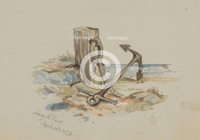 Untitled (Mooring and Anchor), 1873. Creator: Mary Vaux Walcott.