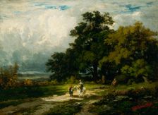 Untitled (man on horse with woman and dog). Creator: Edward Mitchell Bannister