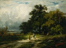 Untitled (man on horse with woman and dog). Creator: Edward Mitchell Bannister