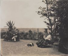 Untitled (Man and Woman Relaxing), c. 1854. Creator: Louis Pierre Théophile Dubois de Nehaut (Belgian, 1799-1872)