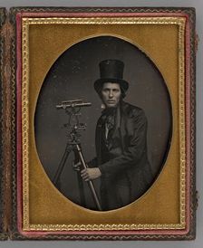 Untitled [man with surveying equipment], 1854. Creator: Unknown