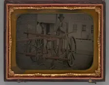 Untitled (Man with Top Hat Sitting on Carriage), 1864. Creator: Unknown