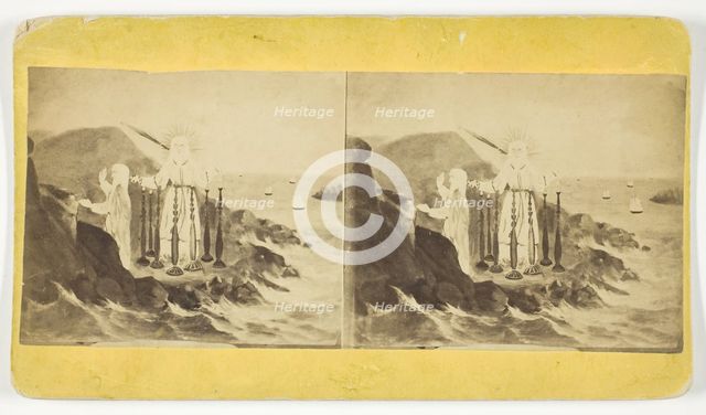 Untitled [naive painting of figures on rocks], 1875/99.  Creator: Unknown.