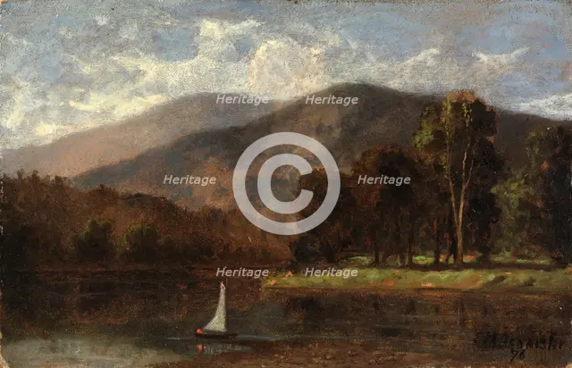 Untitled (sailboat in river), 1876. Creator: Edward Mitchell Bannister.