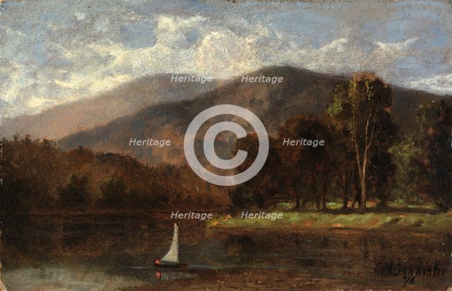 Untitled (sailboat in river), 1876. Creator: Edward Mitchell Bannister.