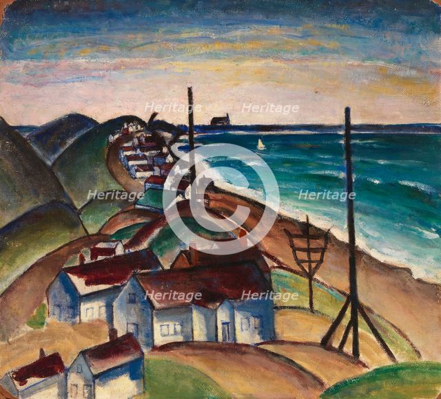 Untitled (Seascape with Houses on Beach). Creator: Unknown.