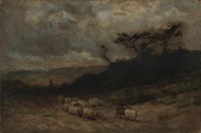 Untitled (shepherd with sheep), 1877. Creator: Edward Mitchell Bannister