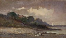 Untitled (shoreline with sailboats and roof), 1893. Creator: Edward Mitchell Bannister
